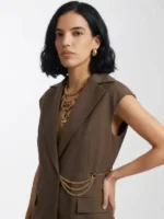 In the City Danielle Olivera Brown Vest Side View