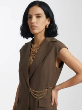 In the City Danielle Olivera Brown Vest Side View