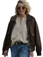 Front look of In the City Lindsay Hubbard Leather Jacket showcasing premium leather, refined detailing, and a tailored fit