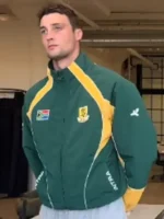 Close-up of Intra x South Africa Nation Jacket highlighting fabric texture, stitching, and South Africa-inspired detailing