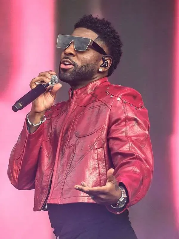 Jason Derulo Roundhay Festival Red Jacket Front View Front view of Jason Derulo Roundhay Festival Red Jacket featuring clean detailing, bold color, and modern celebrity styling