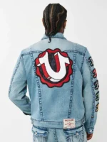 Jimmy Varsity Patch Big T Denim Jacket Back View