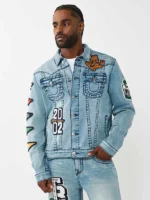 Jimmy Varsity Patch Big T Denim Jacket Front View