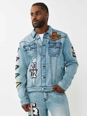 Jimmy Varsity Patch Big T Denim Jacket Front View