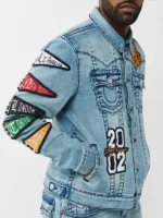 Jimmy Varsity Patch Big T Denim Jacket Side View