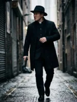 Josh Stewart The Punisher Black Coat showcasing premium craftsmanship, refined tailoring, and a structured silhouette