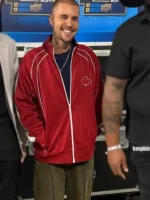 Justin Bieber No Boundaries Maple Leafs Jacket Close-Up View