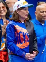 Kathy Hochul Knicks Victory Parade Varsity Jacket Side View