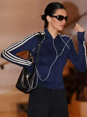 Kendall Jenner 2026 Navy Blue Jacket featuring a modern silhouette, premium craftsmanship, and elegant everyday styling