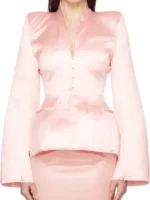 Kylie Jenner Dunkin Donuts Pink Blazer featuring a vibrant pink finish, tailored silhouette, and celebrity-inspired fashion