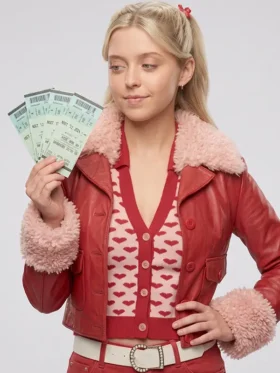 Lexi Minetree Elle Shearling Leather Jacket featuring premium leather, a soft shearling lining, and celebrity-inspired styling
