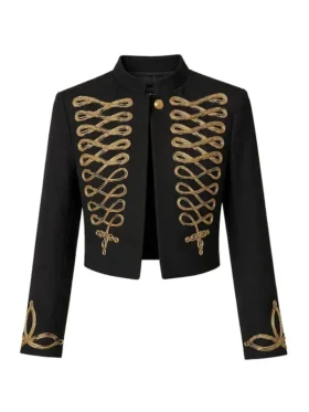 Margot Robbie Embroidered Jacket Front View