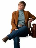 Marshals Belle Skinner Tan Suede Blazer featuring a tailored fit, premium tan suede, and elegant everyday styling