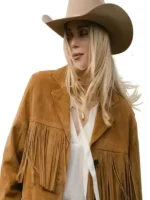Front view of Marshals Ellyn Jameson Fringe Jacket featuring a structured fit, fringe accents, and Leather Jacket premium craftsmanship
