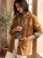 Side view of Marshals Ellyn Jameson Fringe Jacket featuring decorative fringe, premium materials, and a tailored western-inspired silhouette