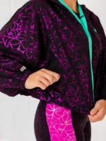 Close-up of Marvel Ghost Spider Featherlight Jacket highlighting premium fabric texture, stitching, and design details