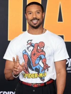 Michael B Jordan SpiderMan Premiere T-Shirt Look