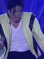 Michael Jackson Thriller White Leather Jacket Close-Up View