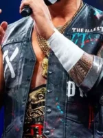 Mike Santana TNA Rebellion 2026 Black Leather Vest Close-Up View