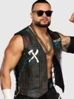 Mike Santana TNA Rebellion 2026 Black Leather Vest Side View