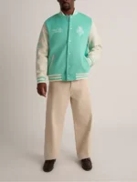 NY or Nowhere Liberty Motto Varsity Jacket Front Look