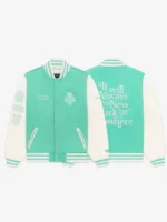 NY or Nowhere Liberty Motto Varsity Jacket View Front And Back