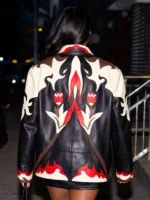 NYC 2026 Simone Ashley Leather Jacket Back View