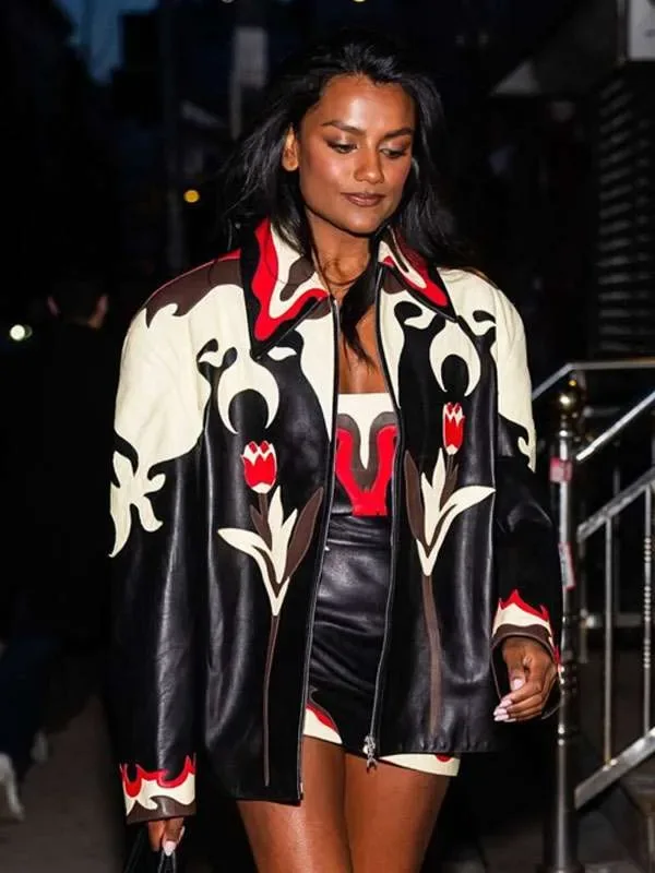 NYC 2026 Simone Ashley Leather Jacket Front Look NYC 2026 Simone Ashley Leather Jacket Front Look
