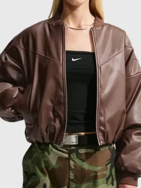 Front view of Nike Womens Therma Fit Bomber Jacket featuring insulated comfort, premium construction, and a modern bomber silhouette
