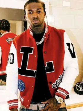 Pop Smoke Dreaming Varsity Jacket Close-Up View