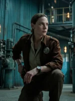 Rebecca Ferguson Silo S01 Brown Jacket Close-Up View