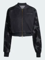 SST Denim Graphic Varsity Bomber Jacket Front View