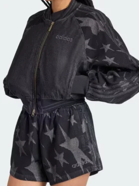SST Denim Graphic Varsity Bomber Jacket View Look
