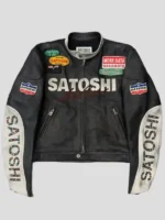 Satoshi Nakamoto Black Leather Moto Jacket