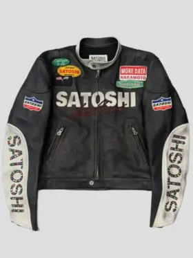 Satoshi Nakamoto Black Leather Moto Jacket