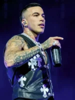 Sfera Ebbasta Stadio San Siro Leather Vest Side View