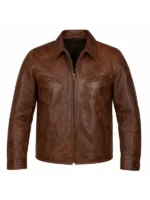 Simu Liu ComicCon Brown Leather Jacket Front Look