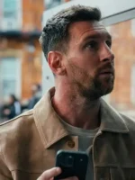 Spider Man Meets Messi Suede Jacket Close-Up View