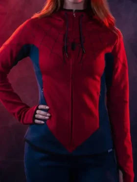 Spider Man Themed Zip-Up Hoodie Front Look