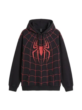 Front view of Spiderman Zendaya And Tom Holland Hoodie featuring superhero graphics and comfortable streetwear styling