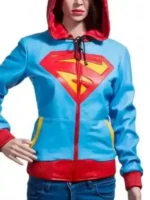 Supergirl Leather Hooded Jacket Front View