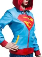 Supergirl Leather Hooded Jacket Side View