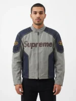 Supreme Vanson Leather Cotton Denim Jacket Front Look