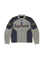 Supreme Vanson Leather Cotton Denim Jacket Front View