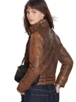 Back look of The Bride Premiere Mia Regan Leather Jacket featuring clean rear detailing, premium leather, and refined craftsmanship