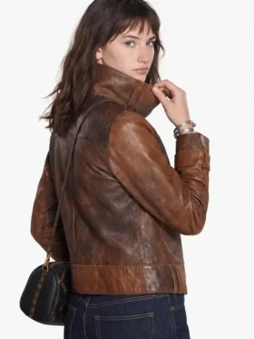 The Bride Premiere Mia Regan Leather Jacket showcasing premium leather, refined design, and a structured modern silhouette