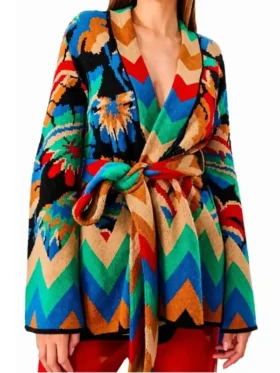 Front view of The Burbs 2026 Keke Palmer Cardigan Coat featuring a cozy cardigan design and premium construction