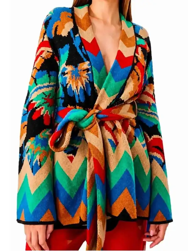 Front view of The Burbs 2026 Keke Palmer Cardigan Coat featuring a cozy cardigan design and premium construction