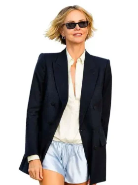 Front look of The Odyssey 2026 Charlize Theron Blazer showcasing premium fabric, refined tailoring, and an elegant fit