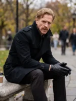 Side view of The Runner Damian Lewis Black Coat featuring a streamlined profile, premium construction, and tailored craftsmanship